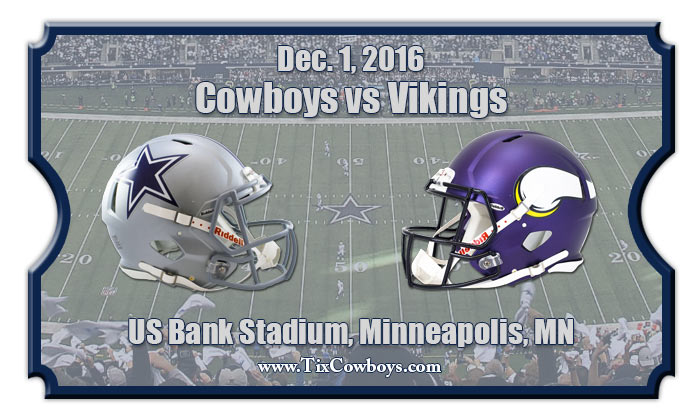 Dallas Cowboys Vs Minnesota Vikings Football Tickets Dec 1 2016